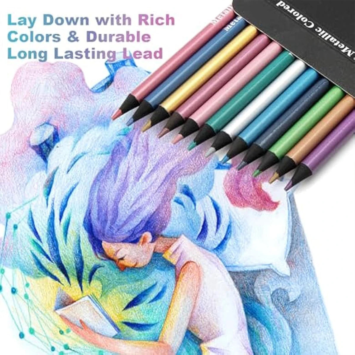 Lápiz metálico de 12 colores, para bocetos, pintura, juego de 12 Uds.
