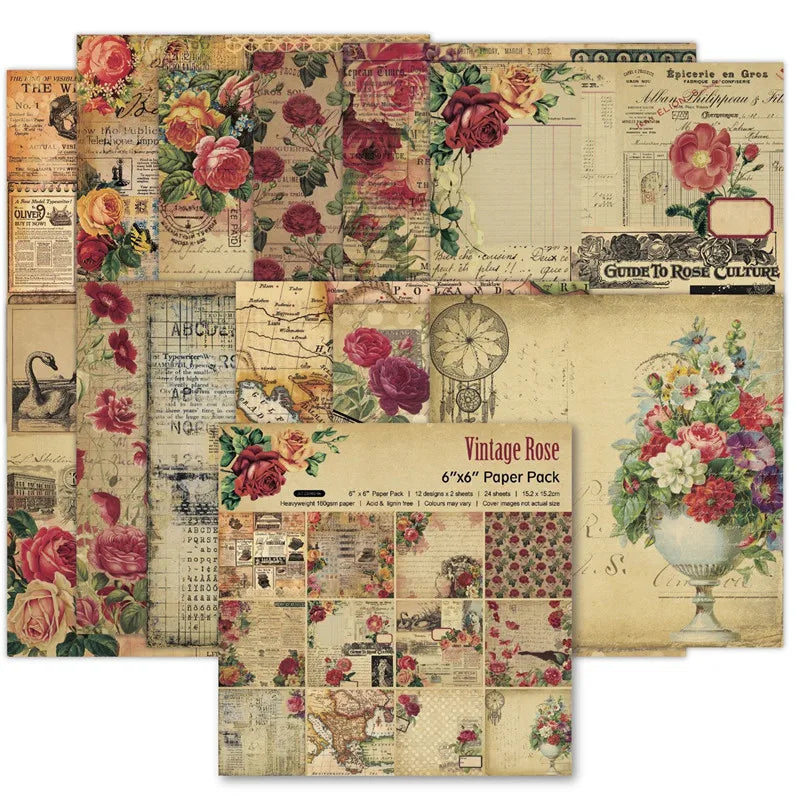 12 hojas de papel para álbum de recortes de 15x15cm