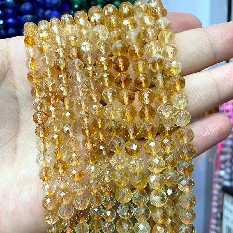 Piedra Natural redonda facetada AAA, mostacillas espaciadoras sueltas para fabricación de joyería