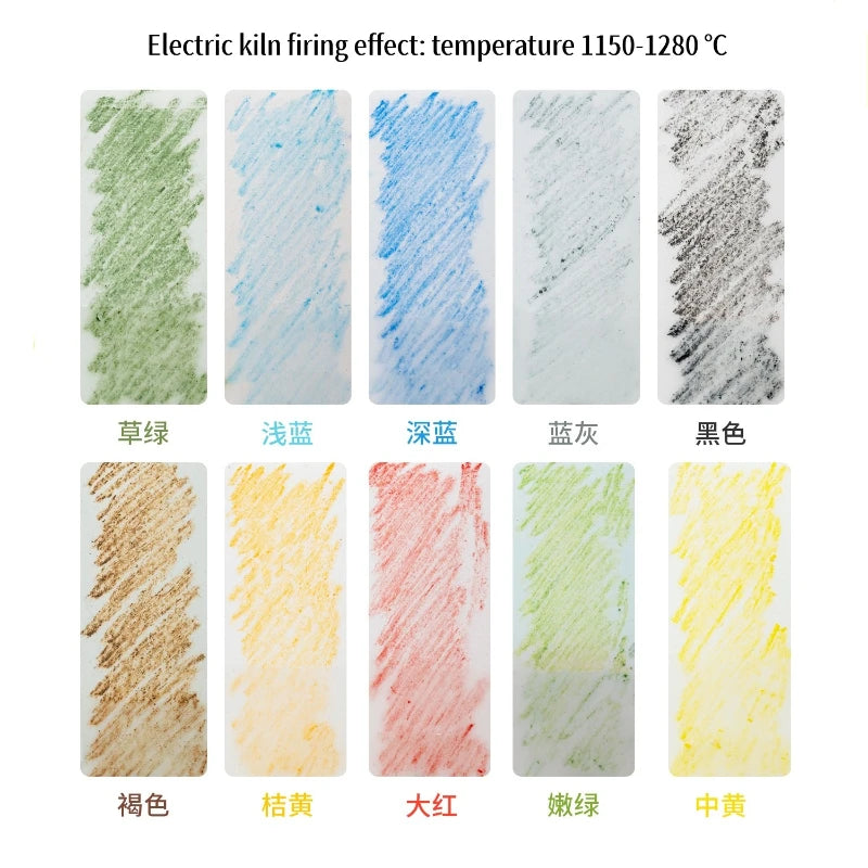 Juego de 10 lápices de colores de cerámica para arte bajo vidriado, lápiz soluble en agua.