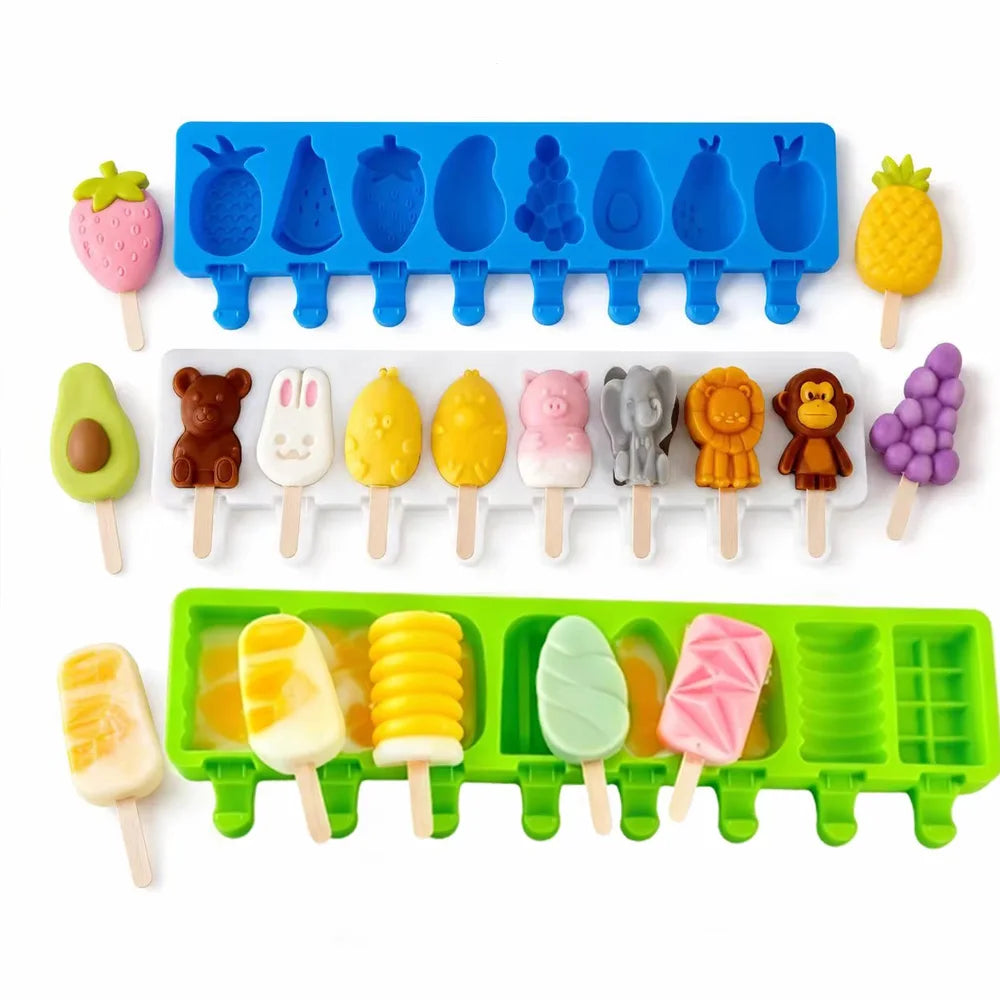 Molde de silicona para helados de 8 cavidades con diseños, para hacer helados caseros