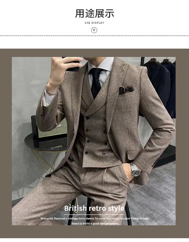 Patrón de espiga, mezcla de lana, tela informal. tela microelástica gruesa