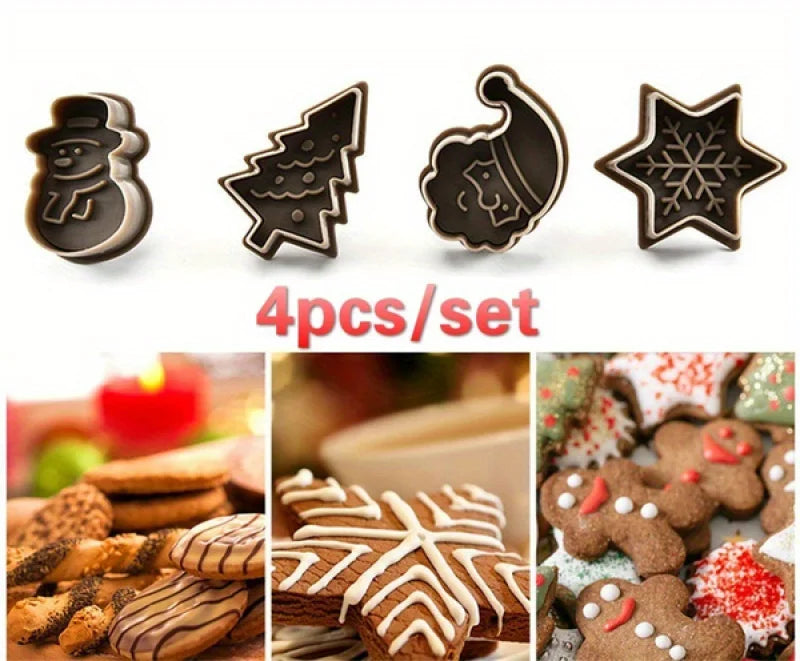 4 Uds. Molde tridimensional 3D para galletas de Navidad