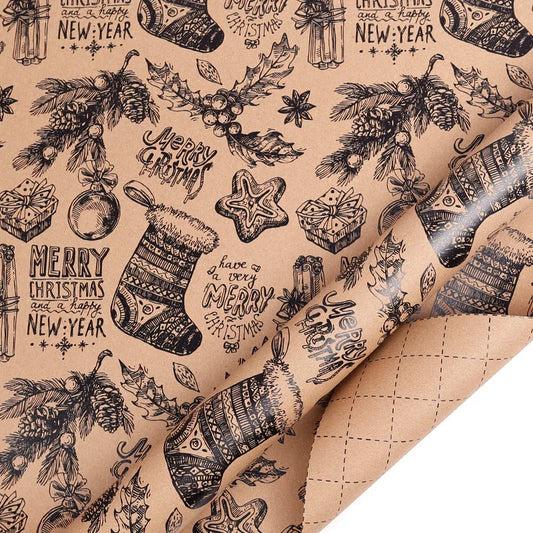 Rollo de papel de regalo, diseño de bayas de piña decoración navideña, 300*43 cm