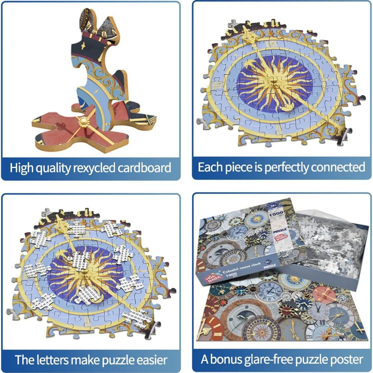 Rompecabezas para adultos, 1000 piezas, relojes entrelazados, letras perfectas en la espalda