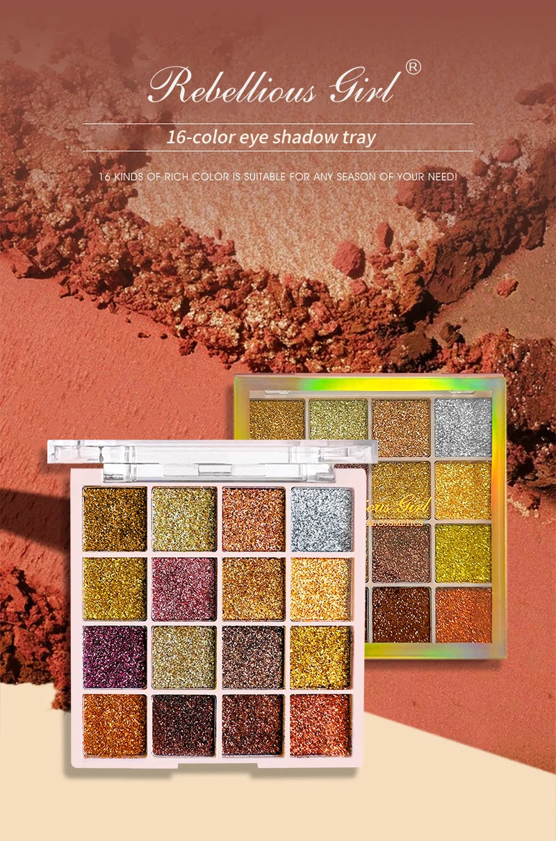 Paleta de sombra de ojos con purpurina de 16 colores, brillo multicolor, acabado de lentejuelas brillantes, maquillaje facial corporal, maquillaje para fiesta y escenario