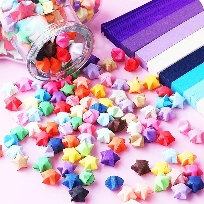 Tira de papeles de estrellas de Origami, 540 hojas, doble cara
