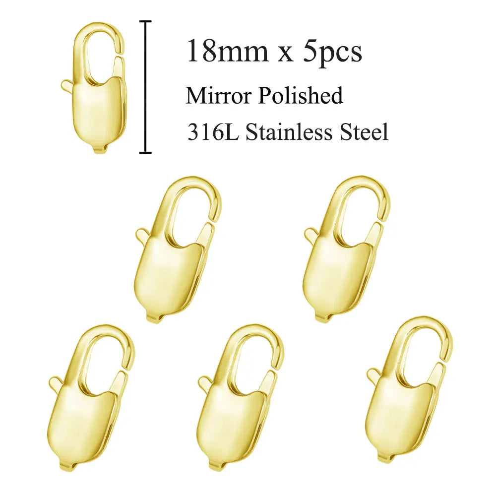 5 unids/lote de cierre de langosta rectangular de acero inoxidable de joyería para hacer collares y pulseras