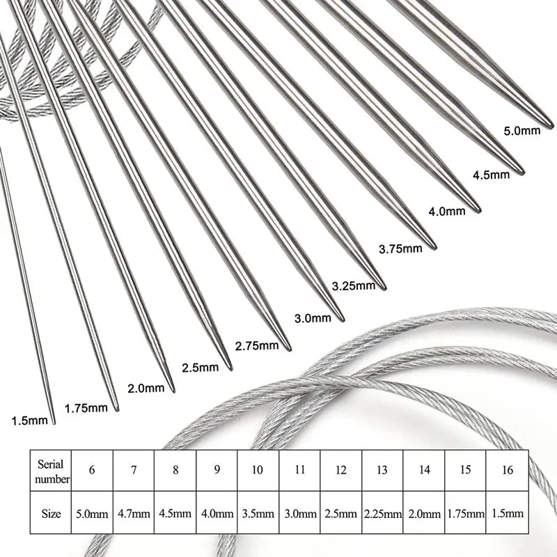 Palillos de tejer circulares de 1,6-4,8mm con bucle mágico, agujas de tejer flexibles de doble punta para calcetines, 1 unid.