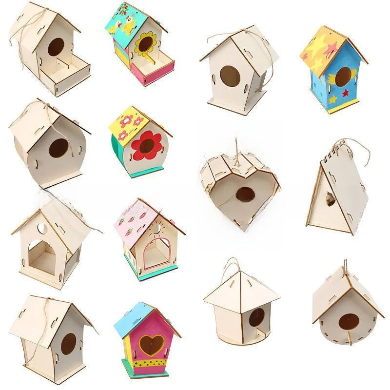 Casa para pájaros de madera hecha a mano para colgar en exteriores