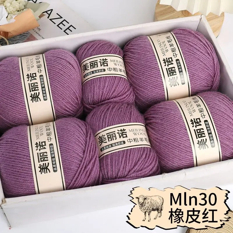 500 g/set de lana merina de 4 capas para tejer a mano