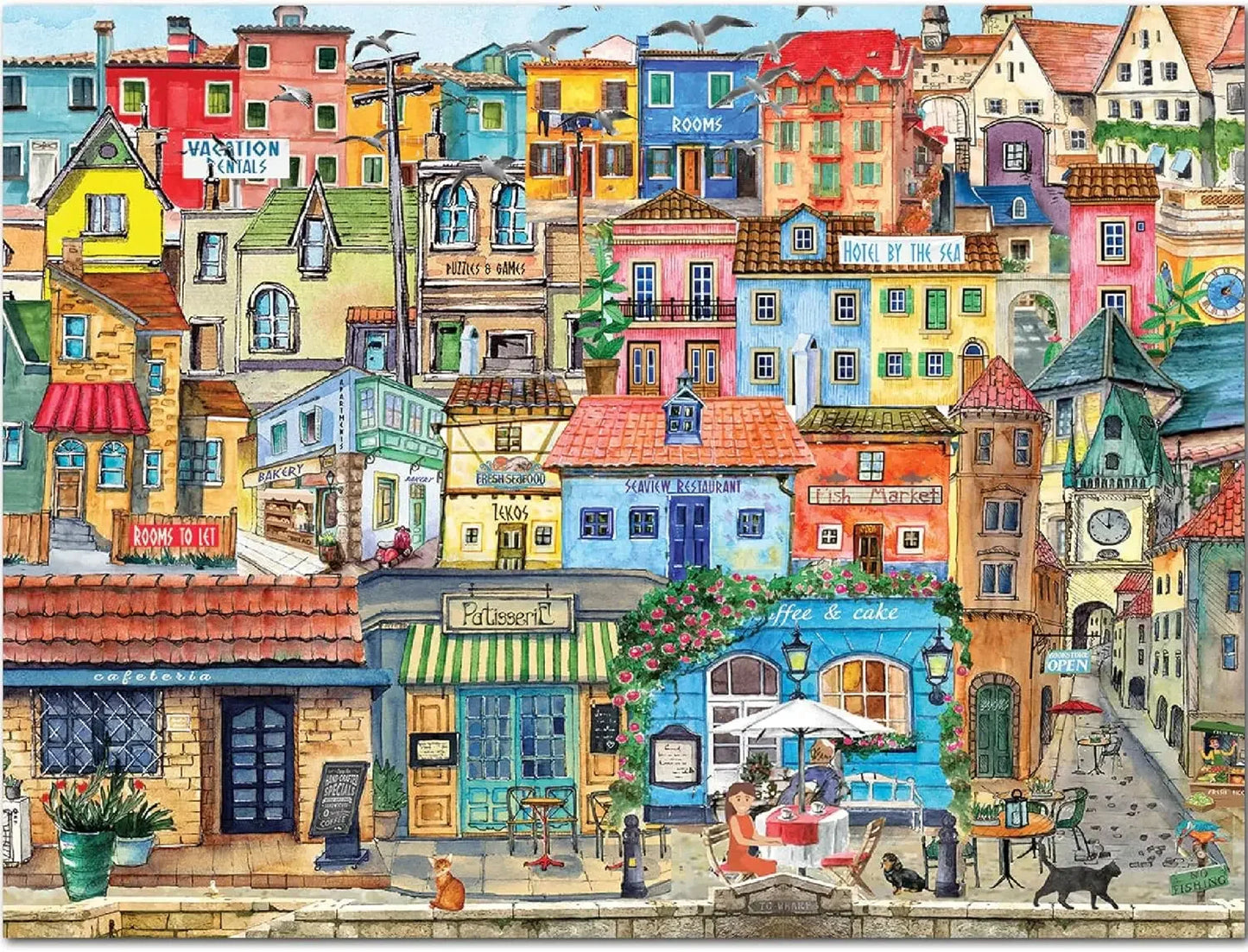 Rompecabezas de cartón de 1314/1000/520/500/300 piezas, pueblo costero