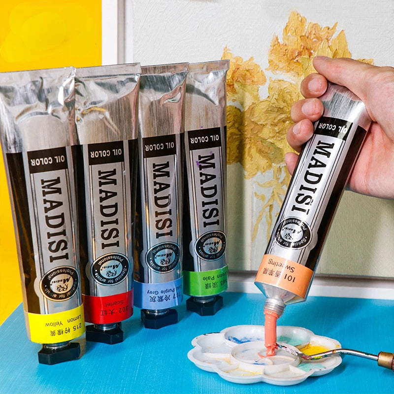 Pintura al óleo de un solo tubo de 170ML, pintura opaca multicolor de alta cobertura, pintura profesional, boceto, pigmento de secado rápido