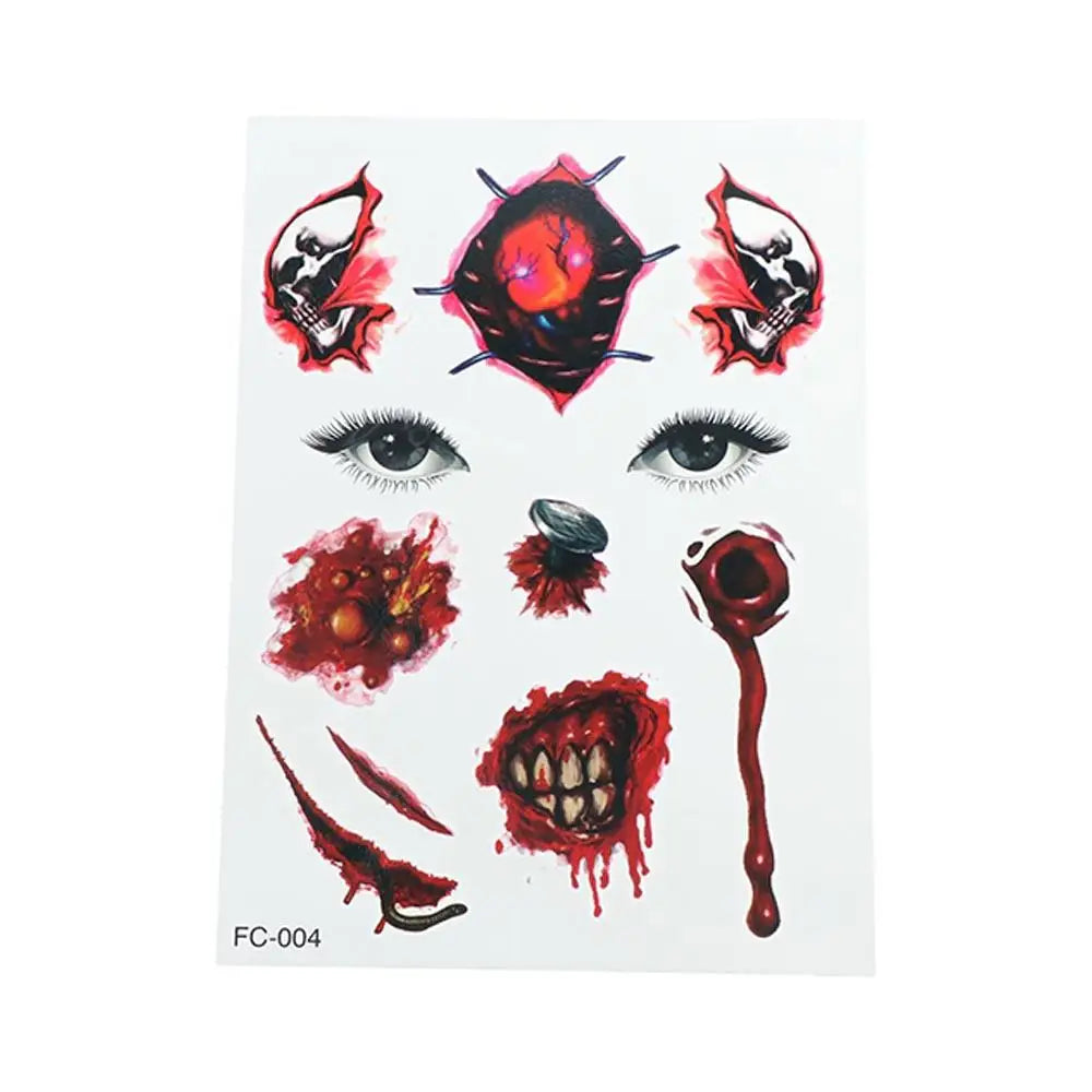 Stickers de tatuajes de terror impermeables para Halloween