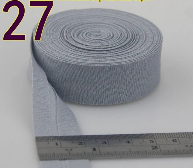 Sesgo, cinta al bies 100% de algodón, 20mm de ancho, 3/4 ",  con pliegue planchado, 5 mts