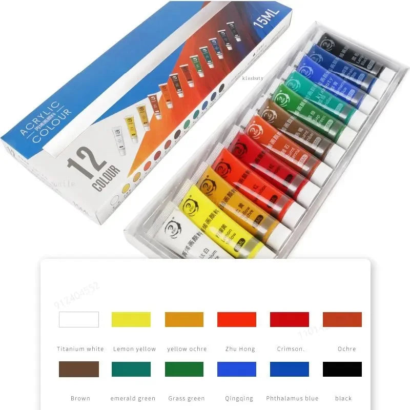 Juego de pinturas acrílicas profesionales de 12/24 colores, de 15ML