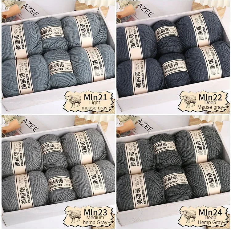 500 g/set de lana merina de 4 capas para tejer a mano