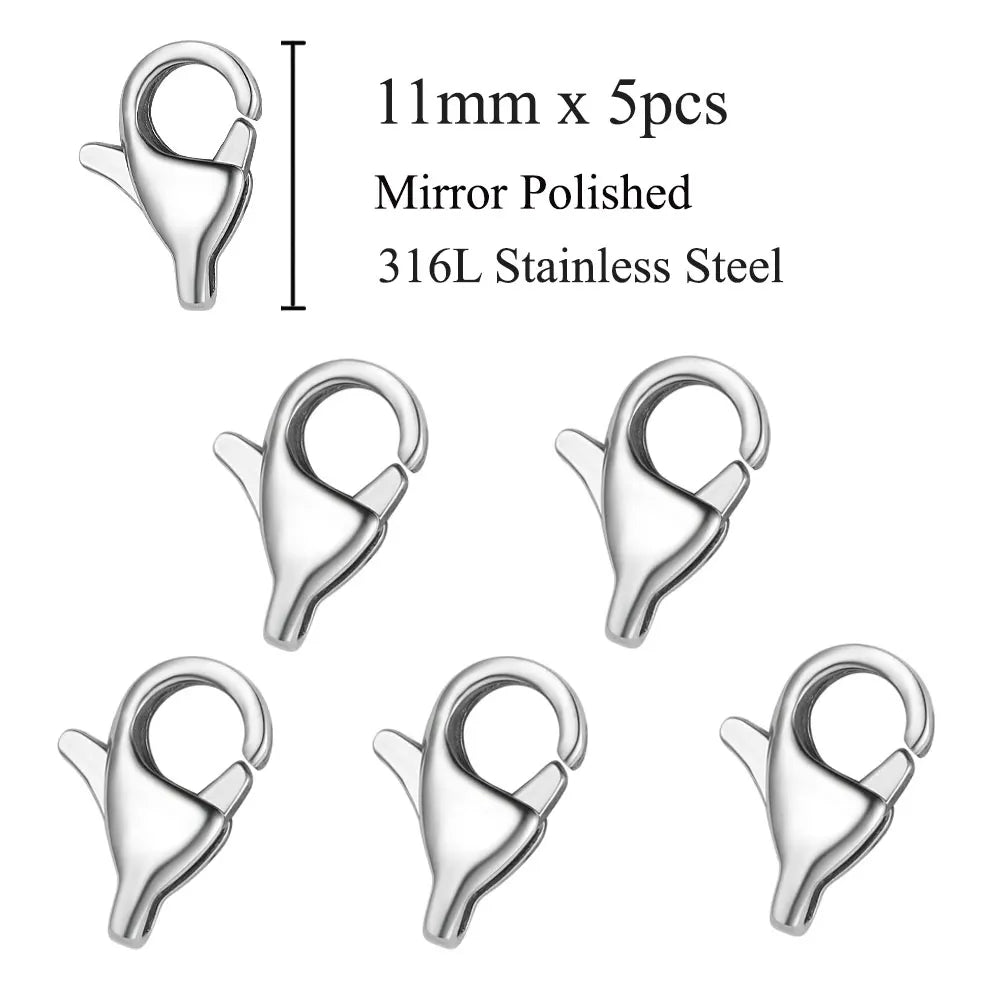 5 unids/lote de cierre de langosta rectangular de acero inoxidable de joyería para hacer collares y pulseras