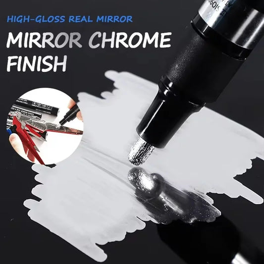Rotulador de pintura cromada, lápices de pintura de espejo líquido reflectante, tinta dorada y plateada, punta de escritura de 1mm para modelo de metal, madera y plástico, 1/2/3 unidades