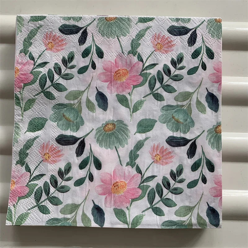 Decoupage-Servilletas de papel de flores, mariposas, 20 unidades