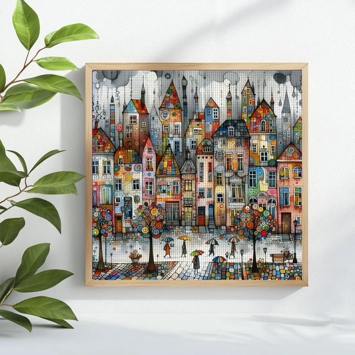 1 unidad de kit de punto de cruz estampado de ciudad lluviosa de 40x40cm/15,74 pulgadas, kit  11CT/14CT,