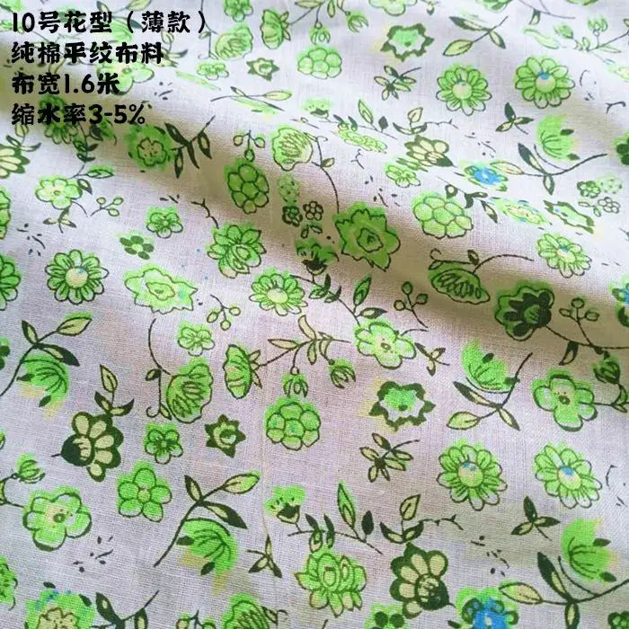 Tela estampada de algodón puro por metros, textil fino, transpirable, Verde