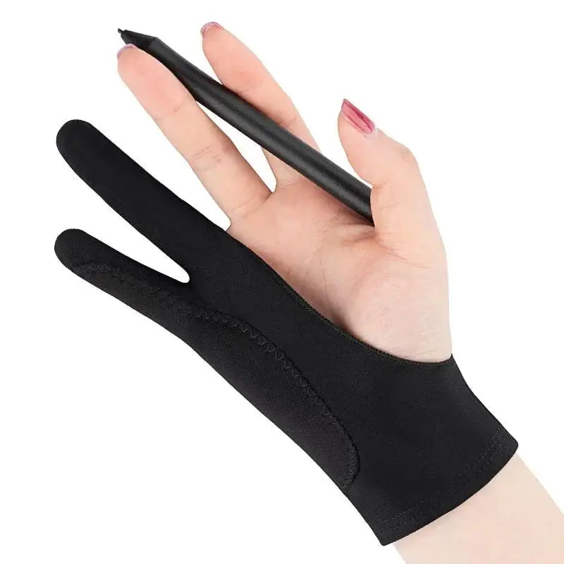 Guante de dibujo, guantes anti táctil de dos dedos, protector contra manchas, pintura