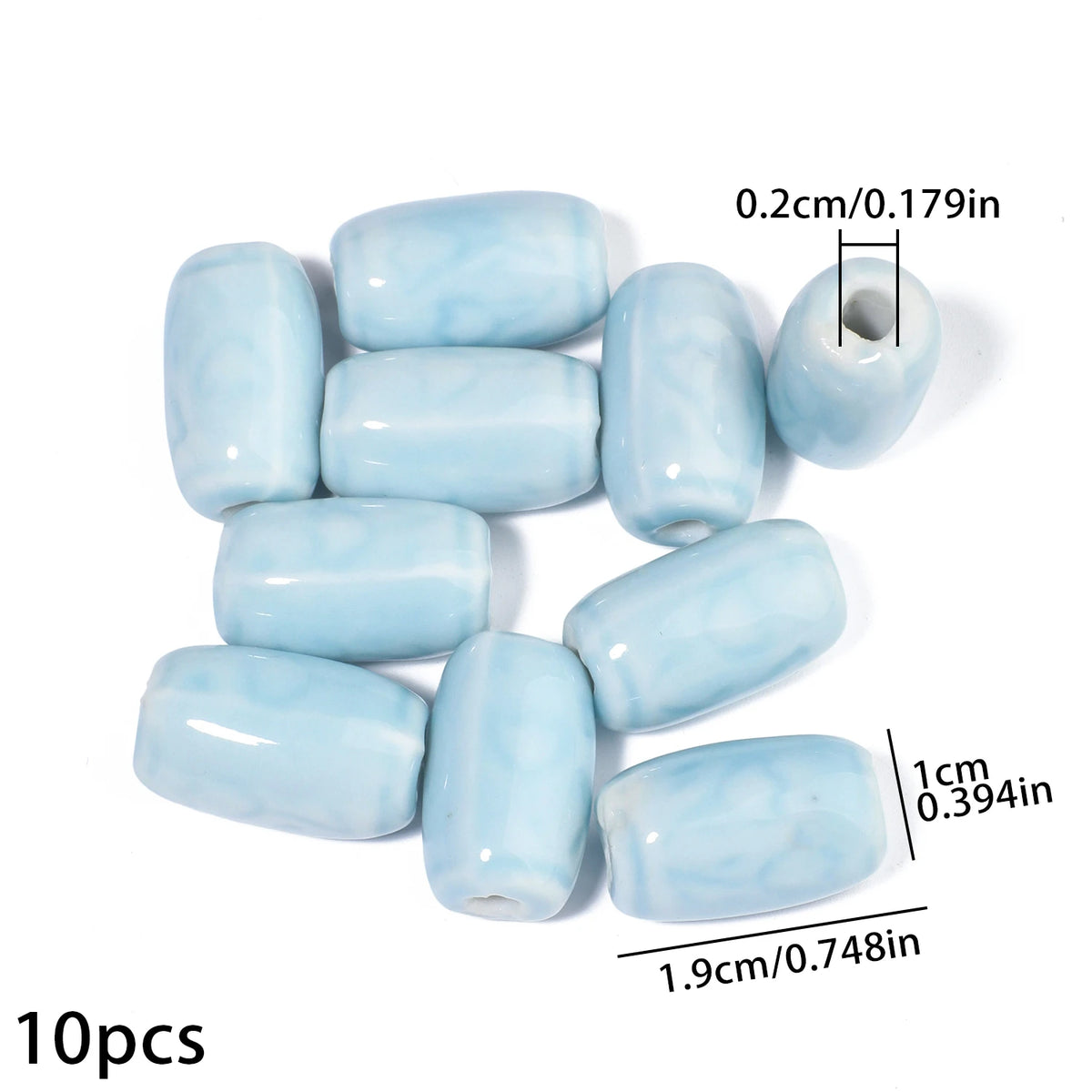 10x19mm, 10 Uds. Mostacillas de cerámica de tubo largo colorido