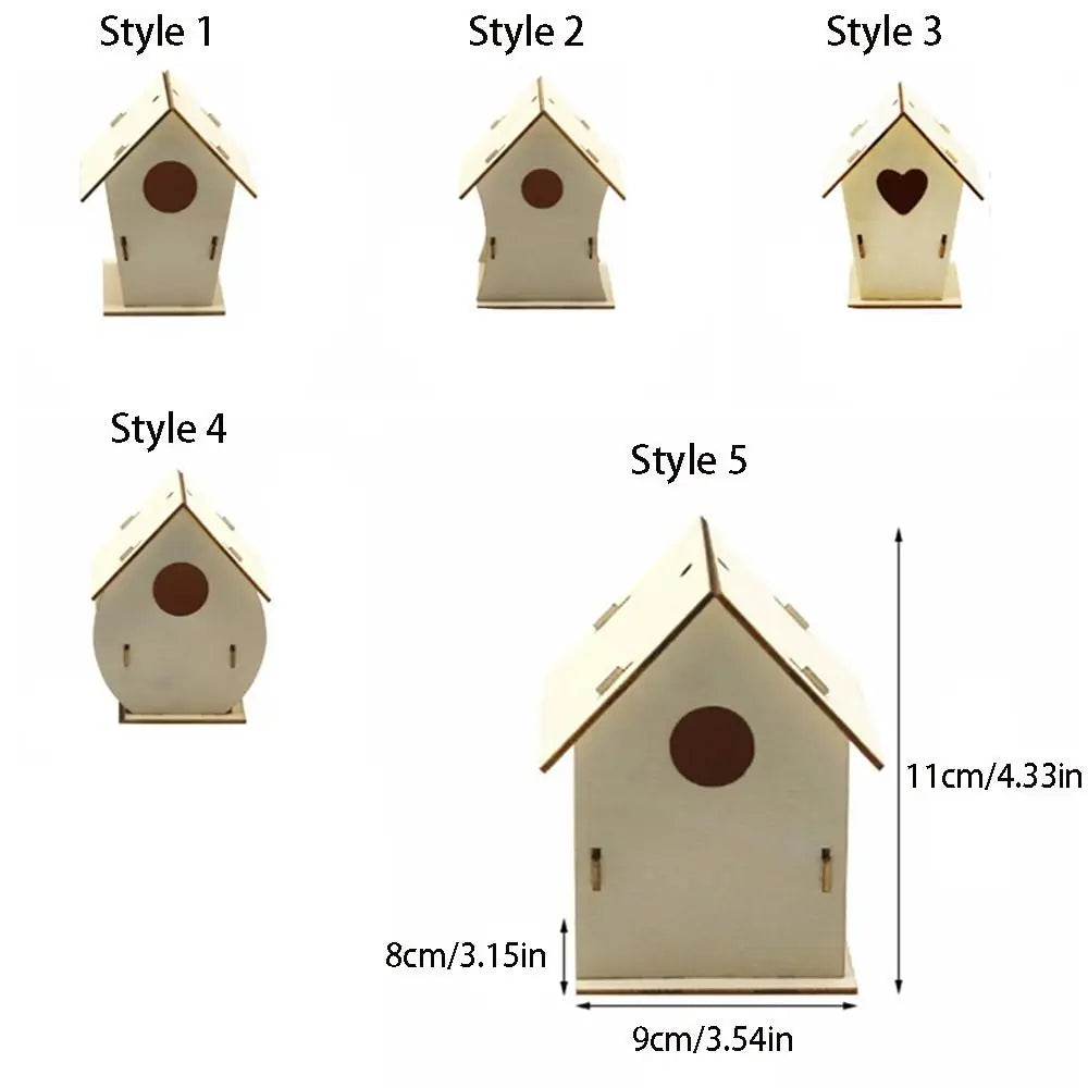 Casa de pájaro de madera para manualidades para el hogar, comedero colgante, 3 uds.
