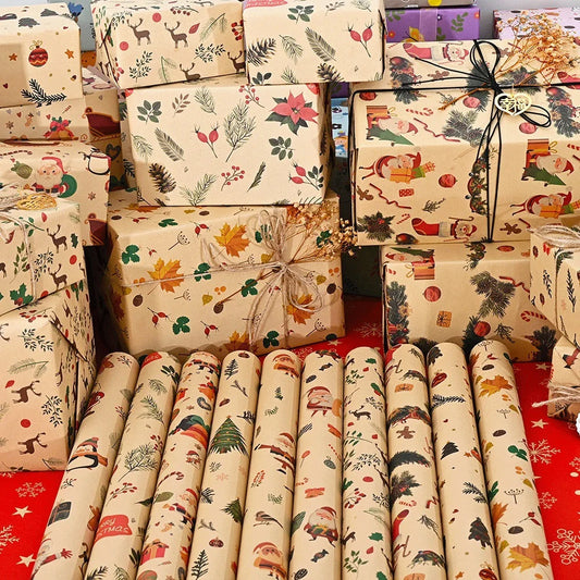 10 Uds., de papel de regalo navideño-74*50cm
