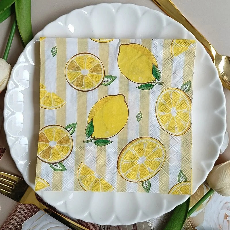 Paquete de 20 Servilletas de Papel con Estampado de Frutas