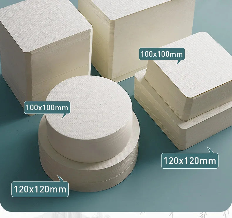 50 Tarjetas de  acuarela, postal gruesa, 300g, cuadrada, redonda, rectangular, mini bocetos