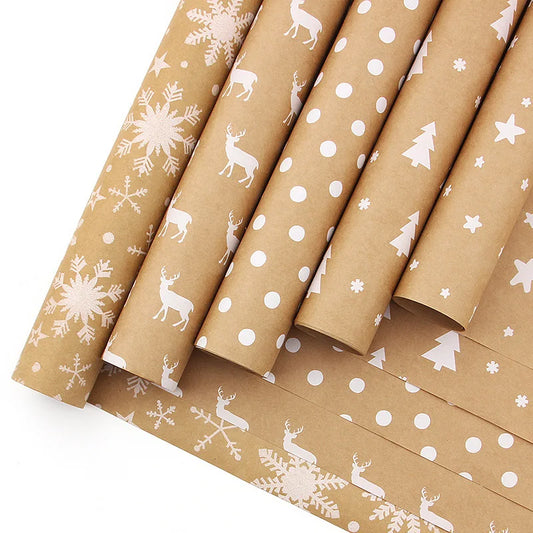 Papel de regalo de Navidad, suministros para fiestas, árbol de Navidad, copo de nieve, patrón de alce, 100cm