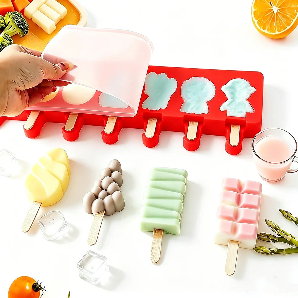 Molde de silicona para helados de 8 cavidades con diseños, para hacer helados caseros