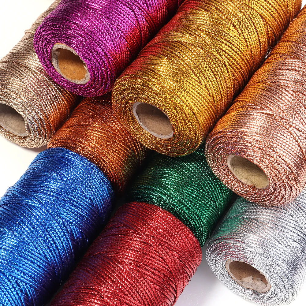 Cuerda de 1,5mm y 100m, cordón dorado y plateado para embalaje de regalo, cordón para macramé