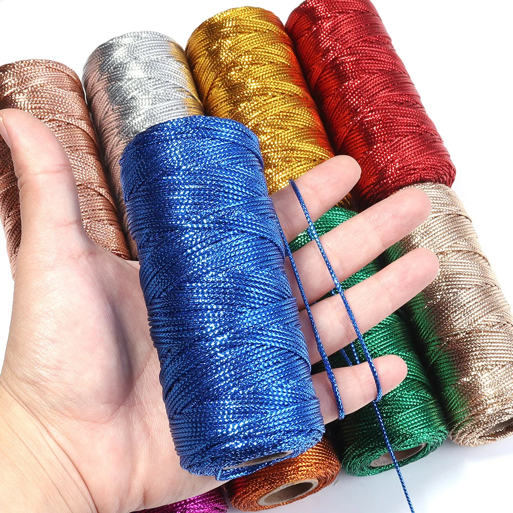 Cuerda de 1,5mm y 100m, cordón dorado y plateado para embalaje de regalo, cordón para macramé