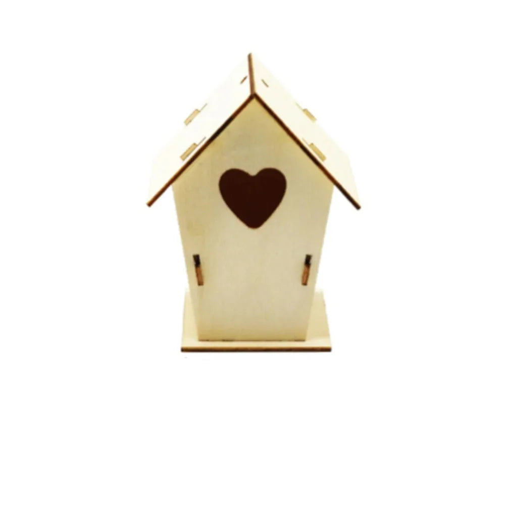 Casa de pájaro de madera para manualidades para el hogar, comedero colgante, 3 uds.