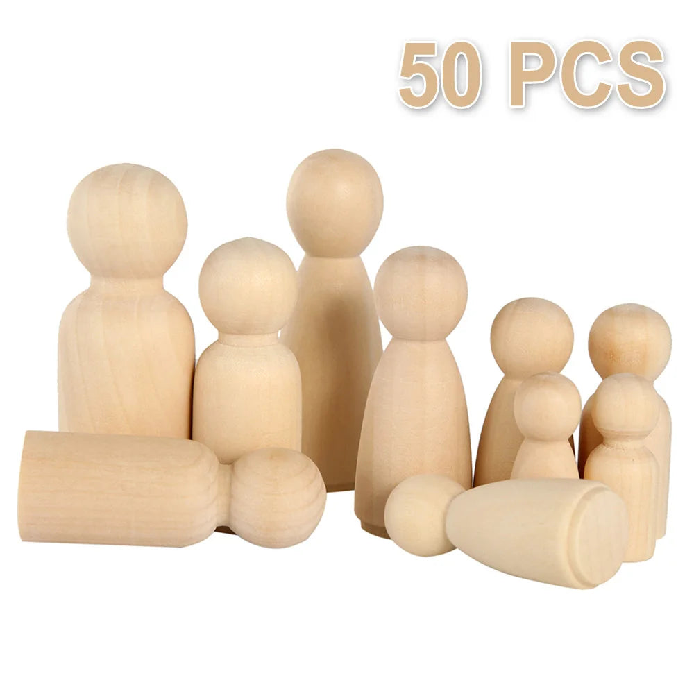 20/50 piezas de figuras y 30 piezas de árboles y setas de madera sin terminar para pintar,  para juguetes, decoraciones o maquetas. 10 estilos