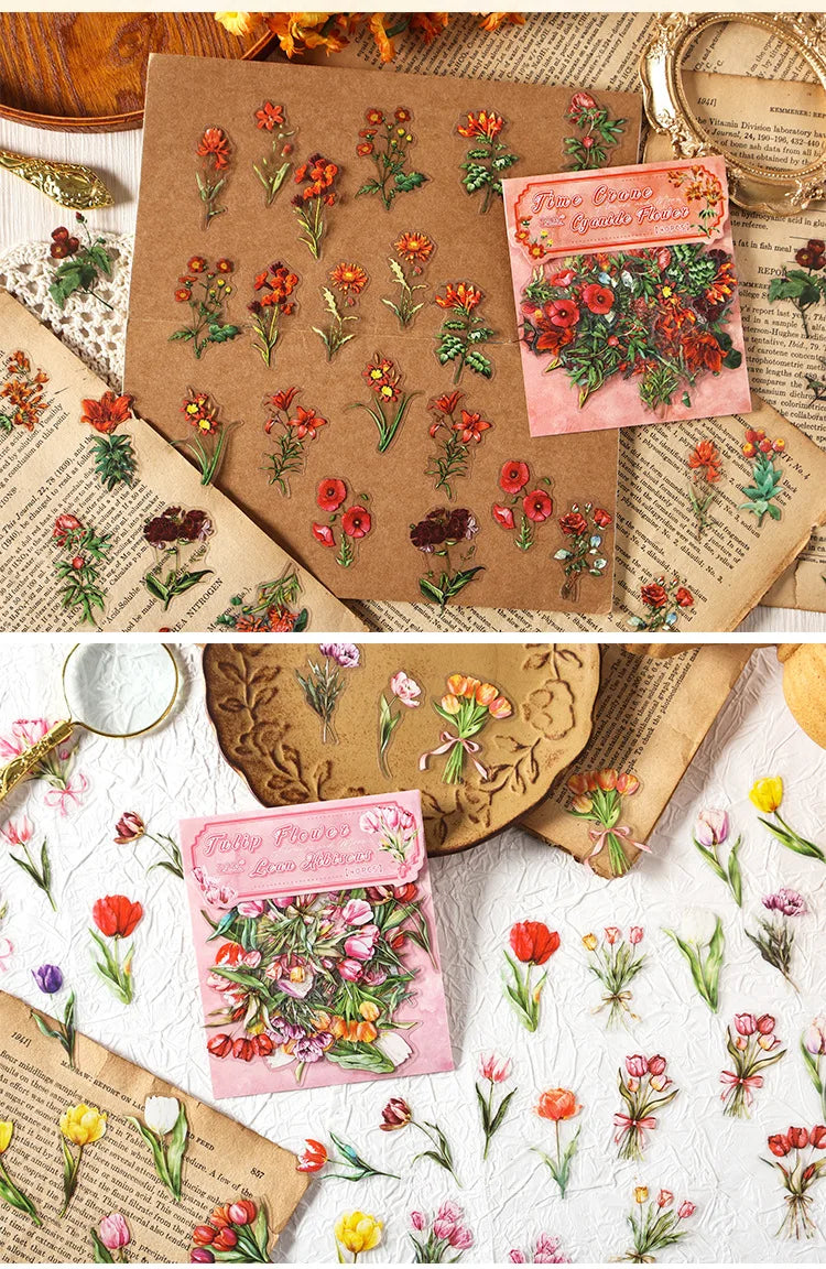 Paquete de pegatinas de jardín botánico, 40 Uds., calcomanías impermeables de plantas y flores