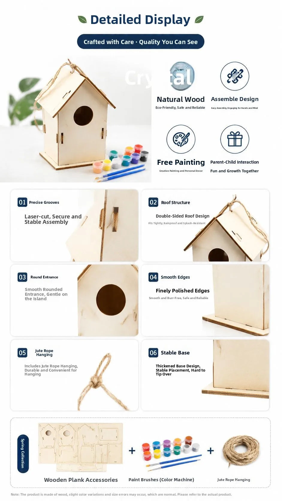 Casa para pájaros de madera hecha a mano para colgar en exteriores
