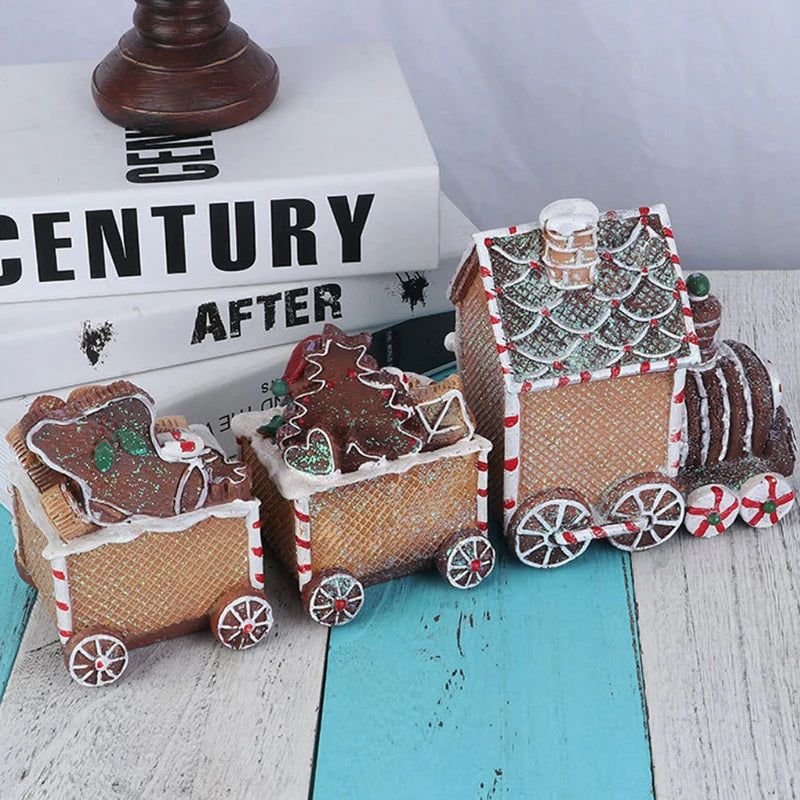 Figura de tren navideño de resina para decoración del hogar