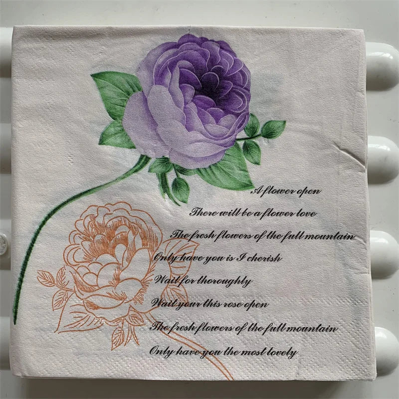 Decoupage-Servilletas de papel de flores, mariposas, 20 unidades