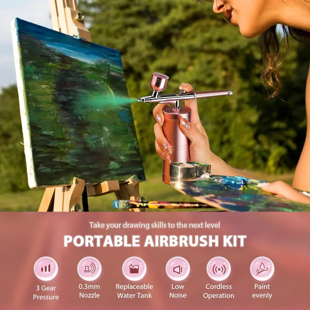 Aerógrafo portátil superior de 0,3mm con tubo de aire de 150cm, pulverizador de pintura para arte, pastelería, maquillaje, decoración de uñas, etc