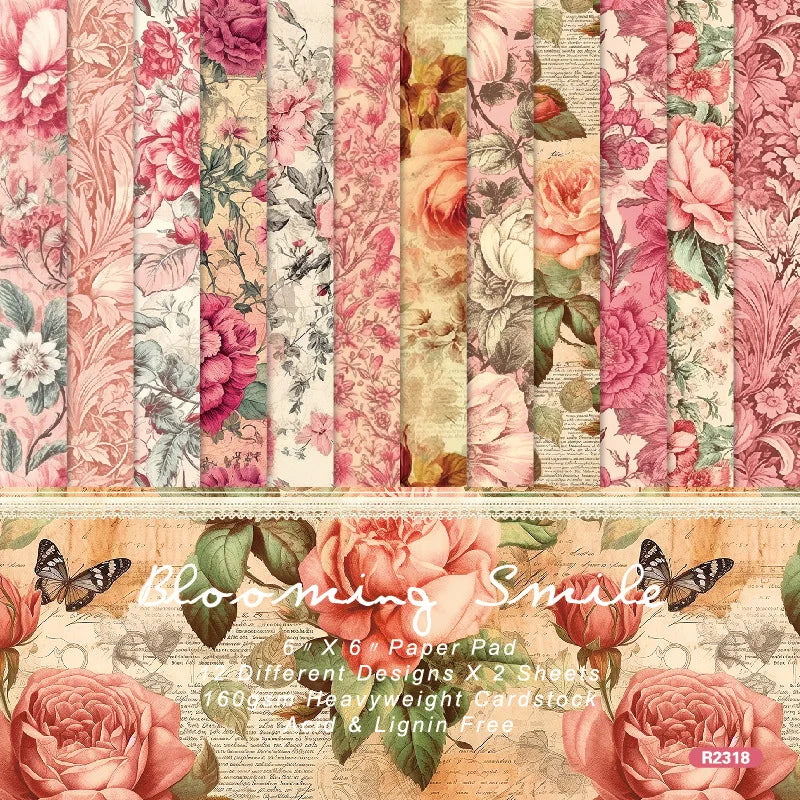 12 hojas de papel para álbum de recortes de 15x15cm