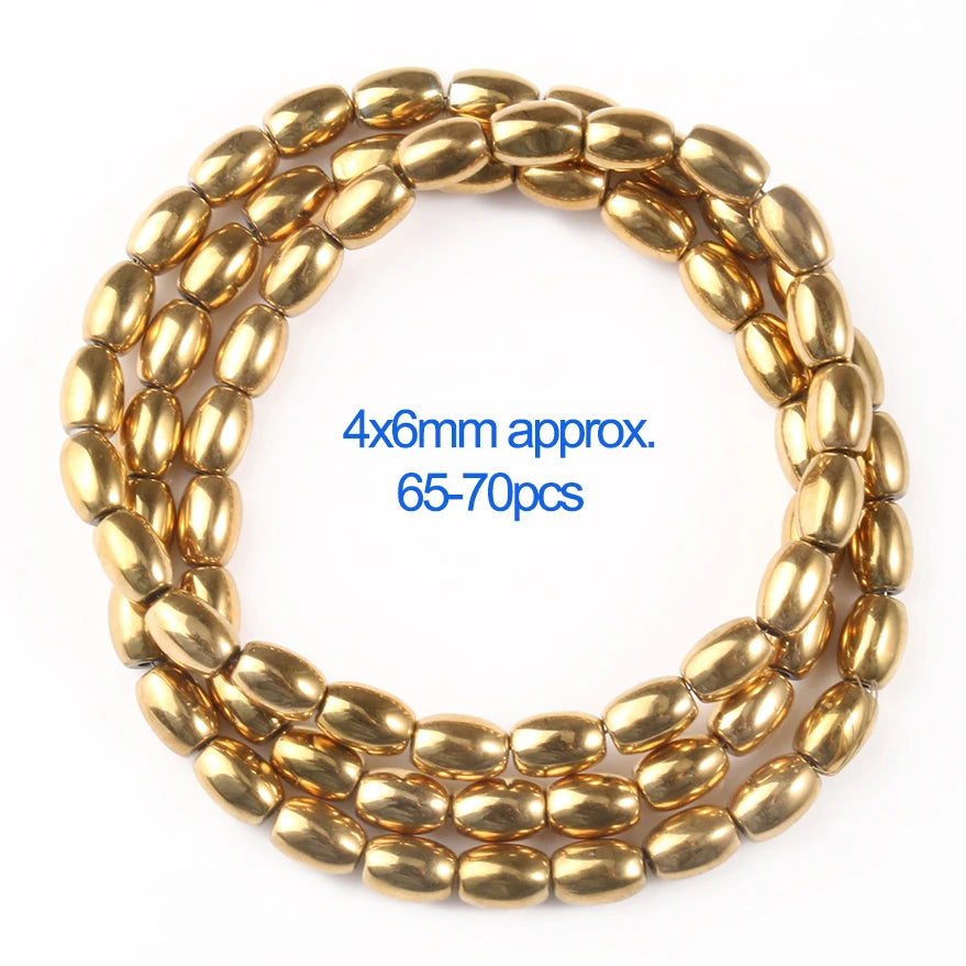 Mostacillas de hematita chapadas en oro Natural para fabricación de joyería