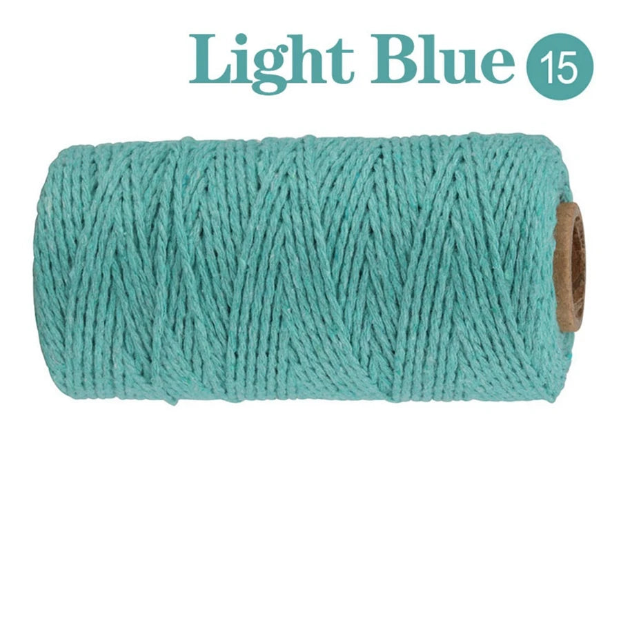 Cuerda de Algodón Puro para Macramé, de 2mm y 100M, 20 Colores