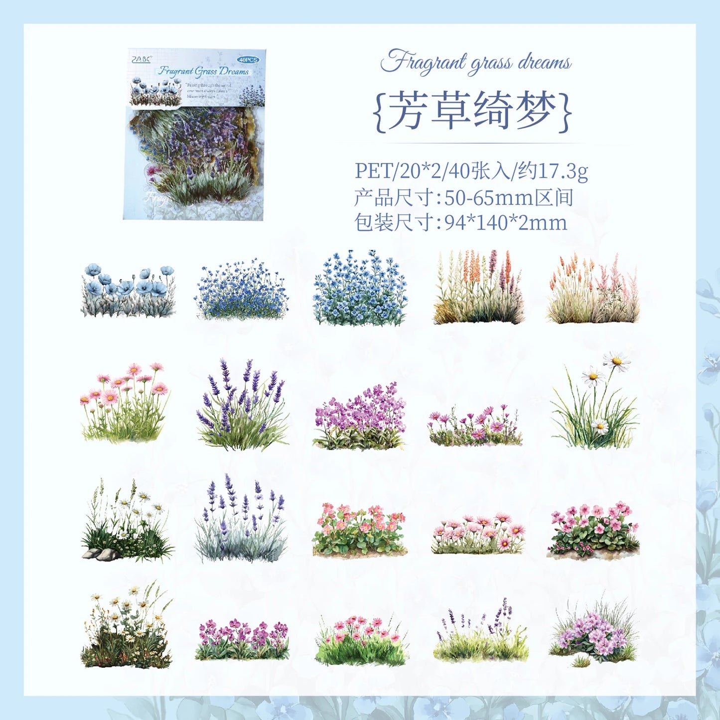 40/240 Uds. Stickers creativos vibrantes de plantas y flores