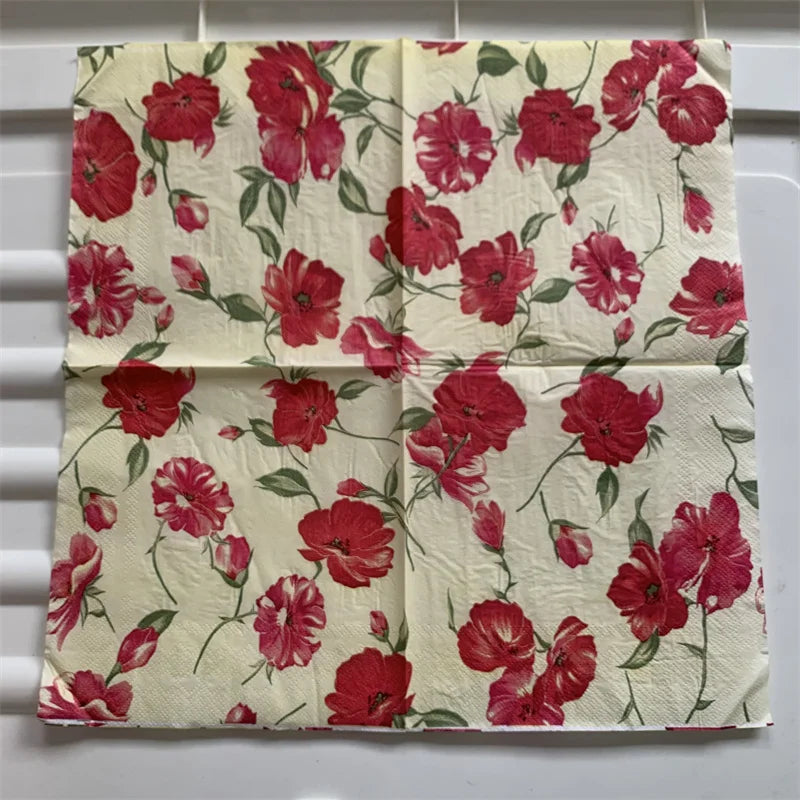 Decoupage-Servilletas de papel de flores, mariposas, 20 unidades