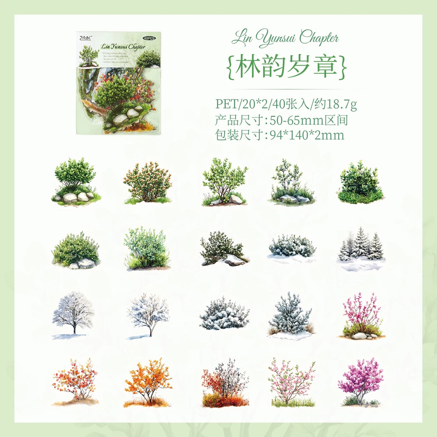 40/240 Uds. Stickers creativos vibrantes de plantas y flores