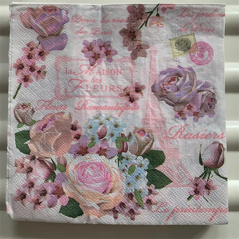 Decoupage-Servilletas de papel de flores, mariposas, 20 unidades